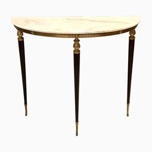 Lacquered Beech Console with Pink Marble Top, 1960s