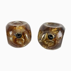 Vintage Cubic Murano Glass Wall Lamps, 1970s, Set of 2