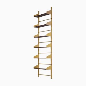 Librería vintage de caoba y aluminio bañado en latón, años 60