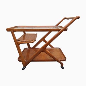 Vintage Trolley with Removable Tray in Light Wood from Cassina, 1950s