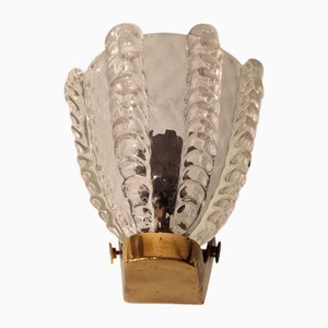Vintage Wall Lamp in Brass and Glass from Barovier & Toso, 1940s