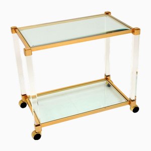 Französischer Vintage Servierwagen aus Acrylglas & Vergoldetem, 1970er