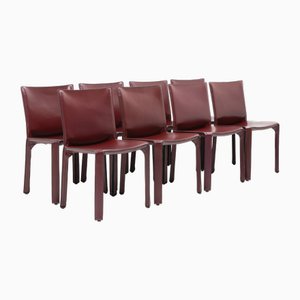 Cab 412 Bordeaux Red Chair Set by Mario Bellini for Cassina, 1990s, Set of 8