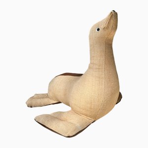 Large Therapeutic Sea Lion in Jute by Renate Müller for H.J. Leven Kg, Germany / GDR, 1960s
