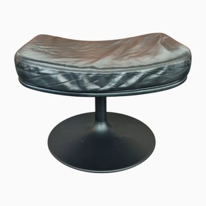 Poggiapiedi in pelle con base a tulipano di Artifort, anni '70