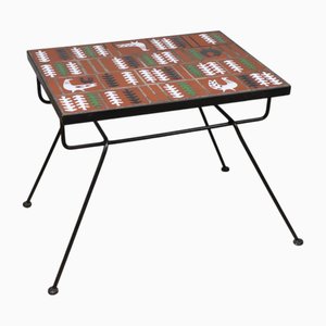 Coffee Table in Glazed Ceramic and Metal, 1950s
