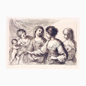 Francesco Bartolozzi, Mythological Scene with Four Young Women and Cupid, 1764, Crayon Engraving