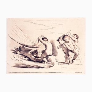 Francesco Bartolozzi, Putti dans un jeu d'amour allégorique, 1764, Gravure au Crayon