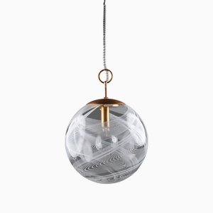 Large Vintage Swirl Murano Glass Globe Pendant by Lino Tagliapietra for La Murina, 1970s