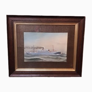 C. Cowland, SS Highland Laddie, inizio XIX secolo, Guazzo su carta, con cornice
