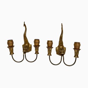 Bronze Sconces in the style of Jean-Charles Moreux, 1940s