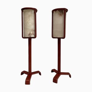 Lederbezogene Lampen von Jacques Adnet, 1950er, 2er Set
