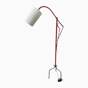 Leather-Covered Floor Lamp by Jacques Adnet, 1950s