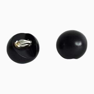 Sphärische Schwarze Ohrclips aus Ebenholz von Monies, Denmark, 2000er, 2er Set