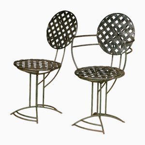 Modernistische Gartenstühle aus Stahl, 1960er, 2er Set