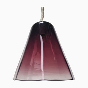 Lámpara colgante Elegance italiana con cristal de Murano morado transparente de Leucos, años 70