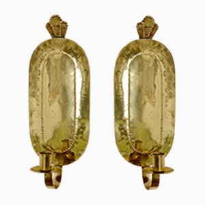 Schwedische Mid-Century Messing Wandleuchten, 2er Set