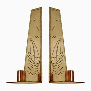 Mid-Century Swedish Brass Sconces, Set of 2