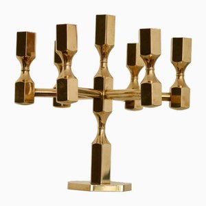 Vintage Swedish 7-Arm Brass Candelabra from Gusum, 1976