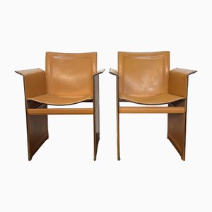 Moderne Italienische Solaria Sessel aus Cognacbraunem Leder von Tito Agnoli für Arrben, Italien, 1970er, 2er Set