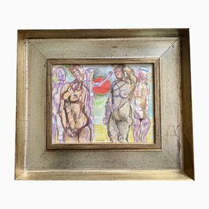 Italian Fausto Pirandello Signed Abstract Watercolor, 1950s