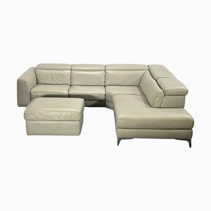 Pensiero Electric Recliner Corner Sofa and Ottoman by Natuzzi Editions, Set of 2
