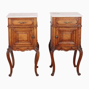 Französische Nachtschränke mit Marmorplatte, 1890er, 2er Set