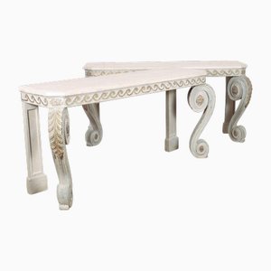 English Painted Console Tables, Set of 2