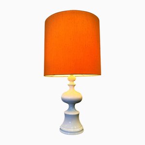 Midcentury Modern Danish Ceramic Table Lamp with Orange Shade, 1970s