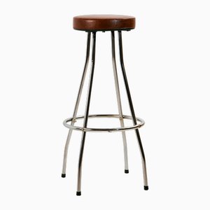 Taburete de bar tubular marrón