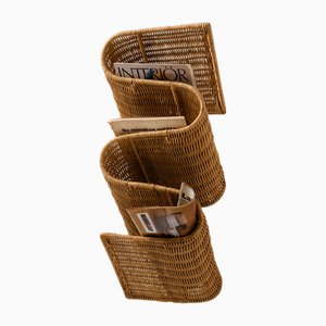 Tiby Rattan Wall Magazine Rack by Karl Malmvall for Ikea