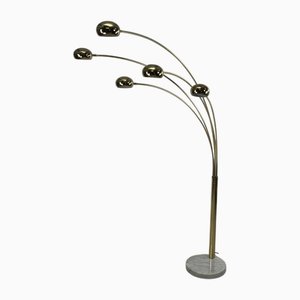 Mid-Century Lamp Floor Light in Brass with Marble Base, 1970s