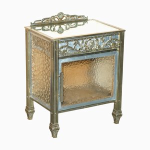 Antique French Brass and Glass Nightstand, 1900s