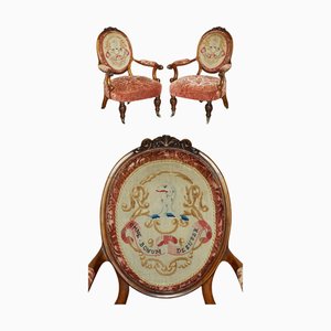 Fauteuils Armorial Antique de C. Hindley & Sons, France, 1845, Set de 2