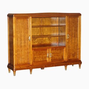 French Art Nouveau Burr Walnut Bookcase by Leon Jallot