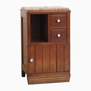 French Art Deco Bedside Table with Red Marble Top