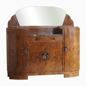 Credenza Art Deco, Francia con specchio e marmo
