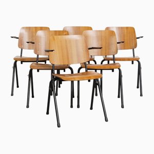 Sillas de comedor holandesas vintage con reposabrazos. Juego de 6