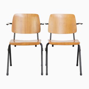 Vintage Dutch Dining Room Chairs with Armrests, Set of 2