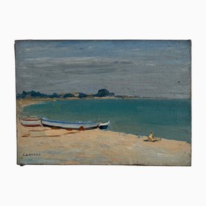 C. Gallos, Boote am Strand, 20. Jh., Öl auf Leinwand