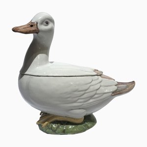 Mid-18th Century White Majolica Duck Tureen from Pasquale Antonibon, Italy