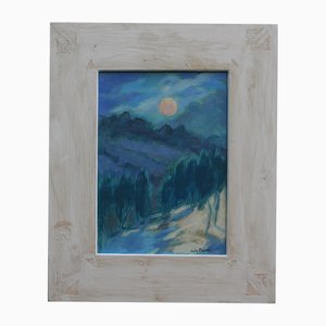 Sula Repani, Luna llena, 2022, óleo sobre tabla de madera
