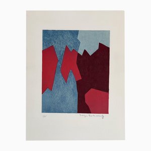 Serge Poliakoff, Composition in Red and Blue L68, 1968, Lithographie