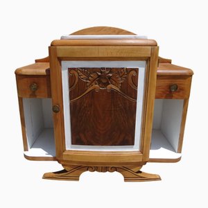 Large Art Deco Bedside Table in Light Wood, 1930s