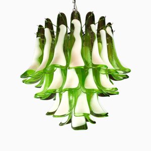 Lustre Pétale de Style Art Déco en Verre de Murano Vert dans le style de Mazzega, Venise, Italie, 1980s
