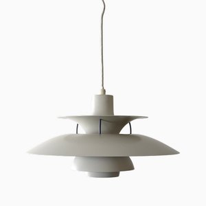 Lámpara colgante PH 5 en blanco de Poul Henningsen para Louis Poulsen, años 60