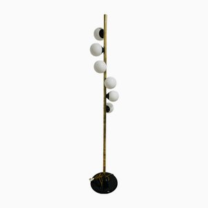 Vintage Floor Lamp with 6 Opaline Spheres, Italy, 1960s