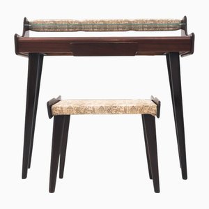 Console Vintage avec Miroir et Tabouret, Italie, 1950s, Set de 3