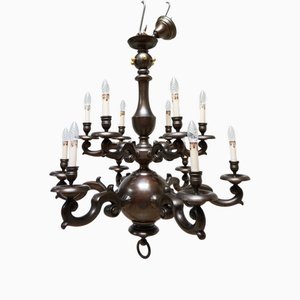 Patinierter Art Deco Kronleuchter aus Bronze, 1920er
