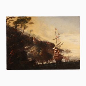 Italian Artist, Seascape, 1720, Oil on Canvas